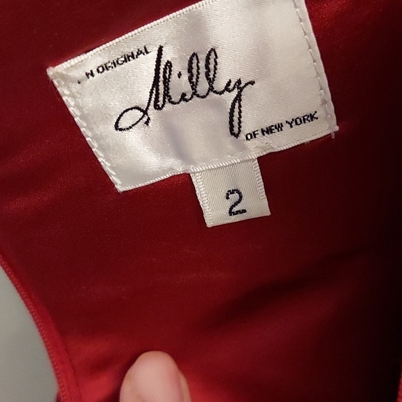 NWT MILLY 2 Ruby Red Sweetheart Silk Dress - Picture 8 of 16